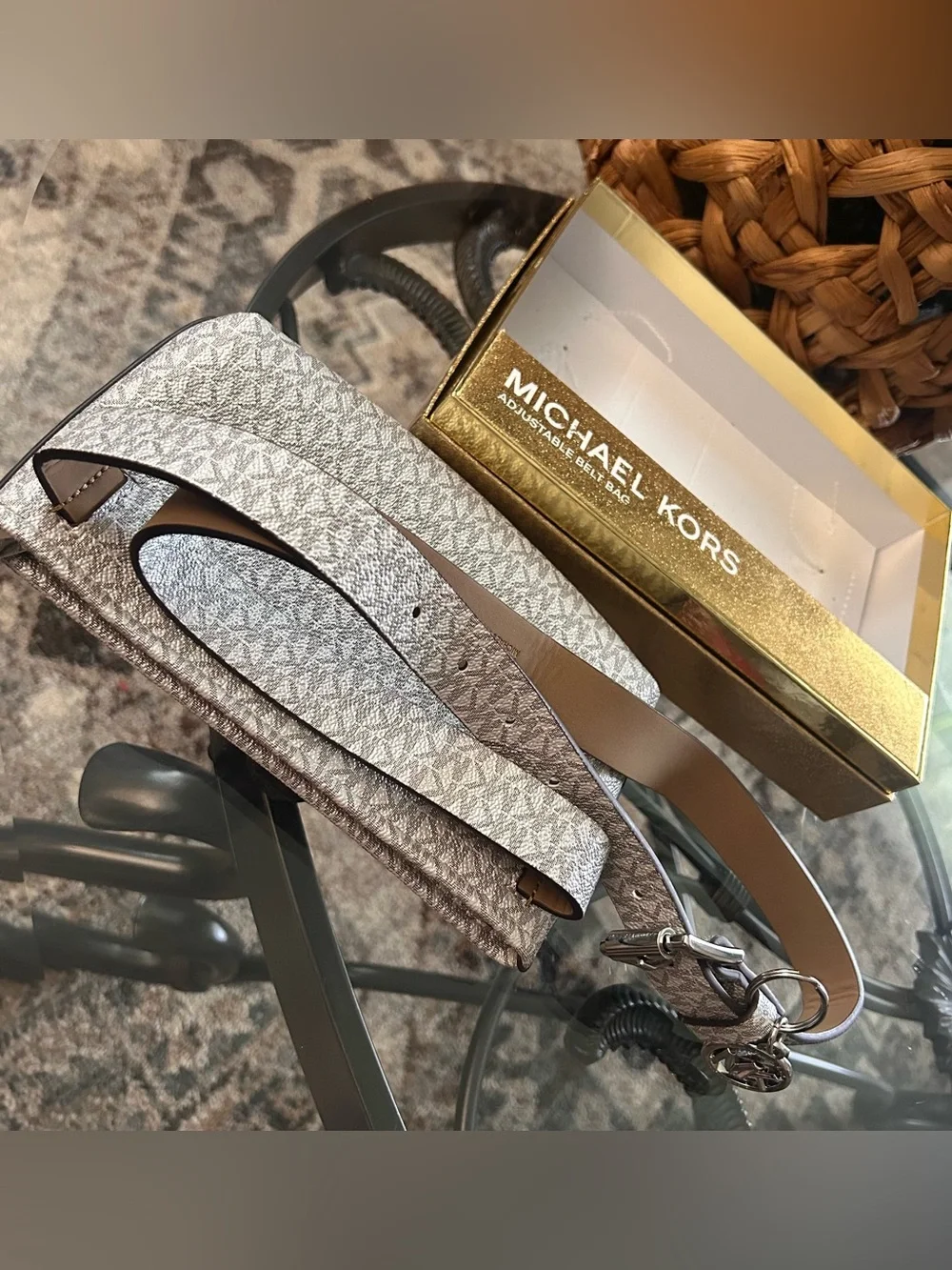 Michael Kors Metallic Silver MK Logo Belt Bag